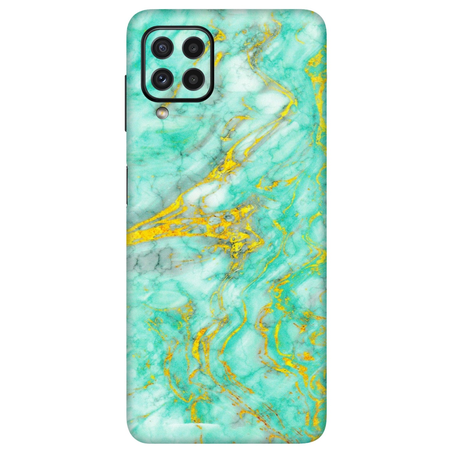 Samsung A/S Series Phone Skins (All Models) - Green And Gold Marble Feel - Matte Finish (M-16) Samsung Galaxy A22