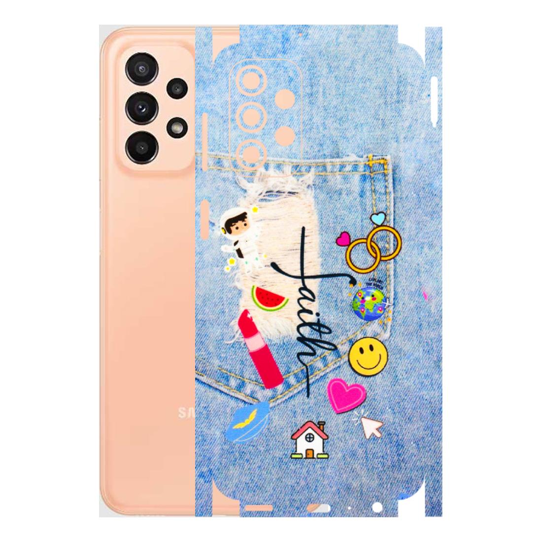 Samsung A/S Series Phone Skins (All Models) - Denim Jeans Pocket - 3D Embossed Finish (L-134) Samsung Galaxy A23 (5G)