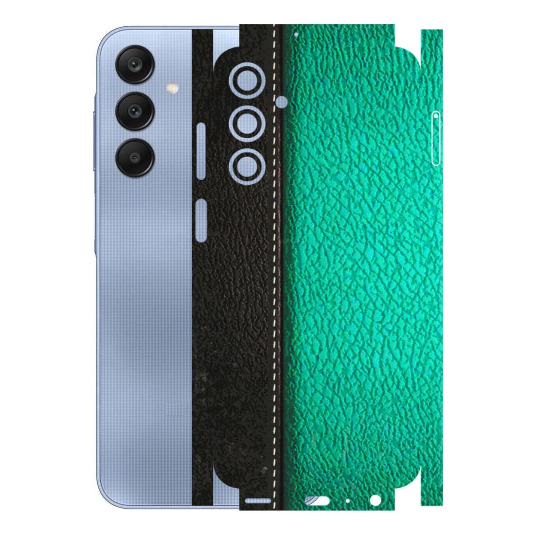 Samsung A/S Series Phone Skins (All Models) - Black Green Dual Leather Stich - 3D Embossed Finish (L-233) Samsung Galaxy A25 (5G)