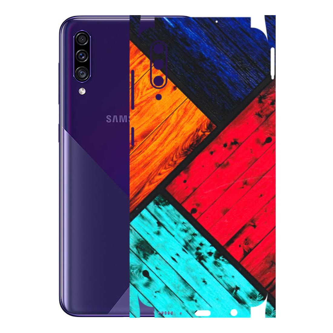 Samsung A/S Series Phone Skins (All Models) - Colourful Wood Panels Abstract - 3D Embossed Finish (L-09) Samsung Galaxy A30s