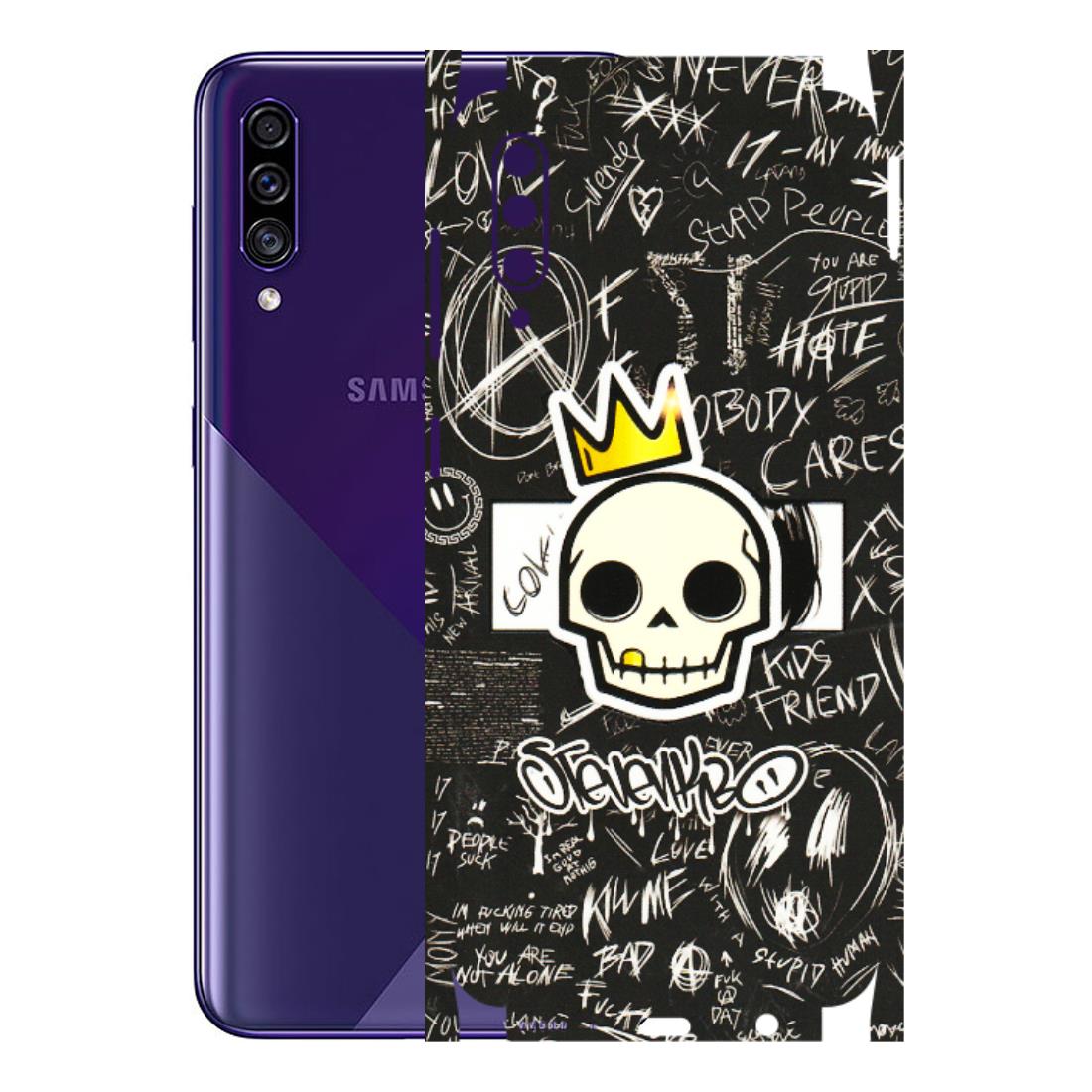 Samsung A/S Series Phone Skins (All Models) - Funny Skull Black Chalk Grafitti - 3D Embossed Finish (L-22) Samsung Galaxy A30s