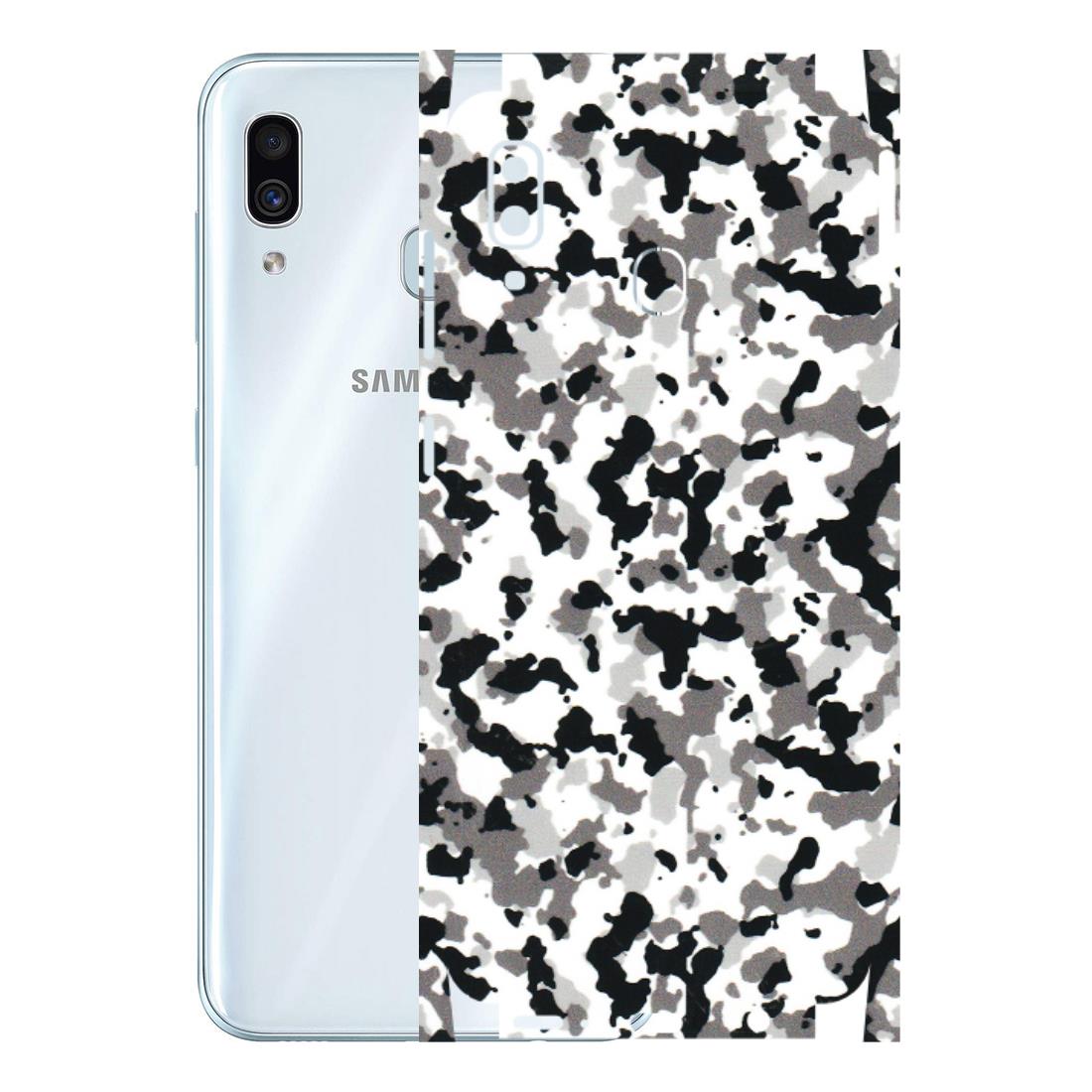 Samsung A/S Series Phone Skins (All Models) - White Black Camouflage - 3D Embossed Finish (L-18) Samsung Galaxy A30