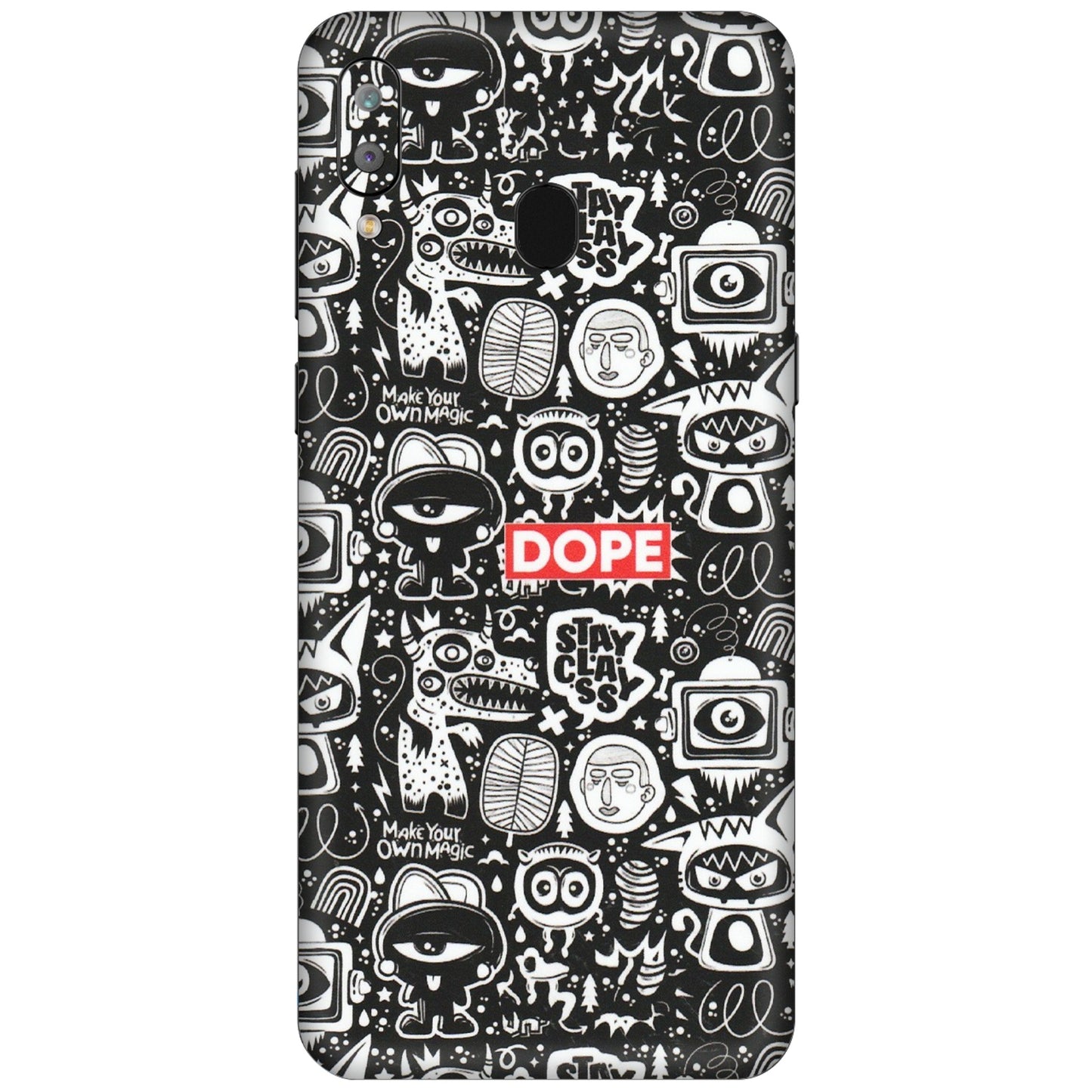 Samsung A/S Series Phone Skins (All Models) - Dope Stay Classy Black Doodles - Matte Finish (M-126) Samsung Galaxy A30