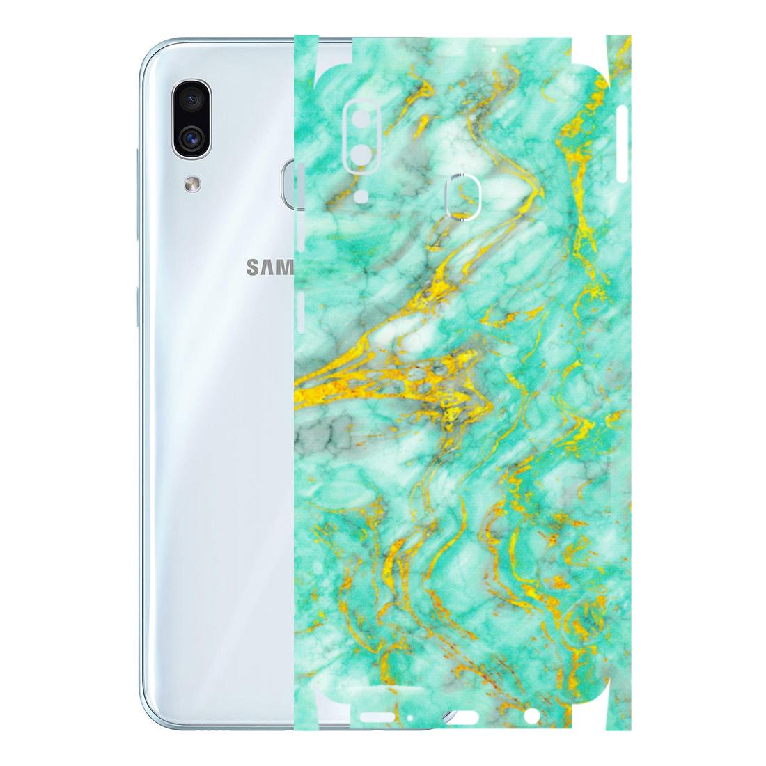 Samsung A/S Series Phone Skins (All Models) - Green And Gold Marble Feel - Matte Finish (M-16) Samsung Galaxy A30