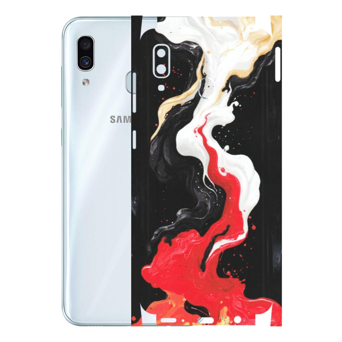 Samsung A/S Series Phone Skins (All Models) - Black Red White Paint Splash Fusion - Matte Finish (M-56) Samsung Galaxy A30