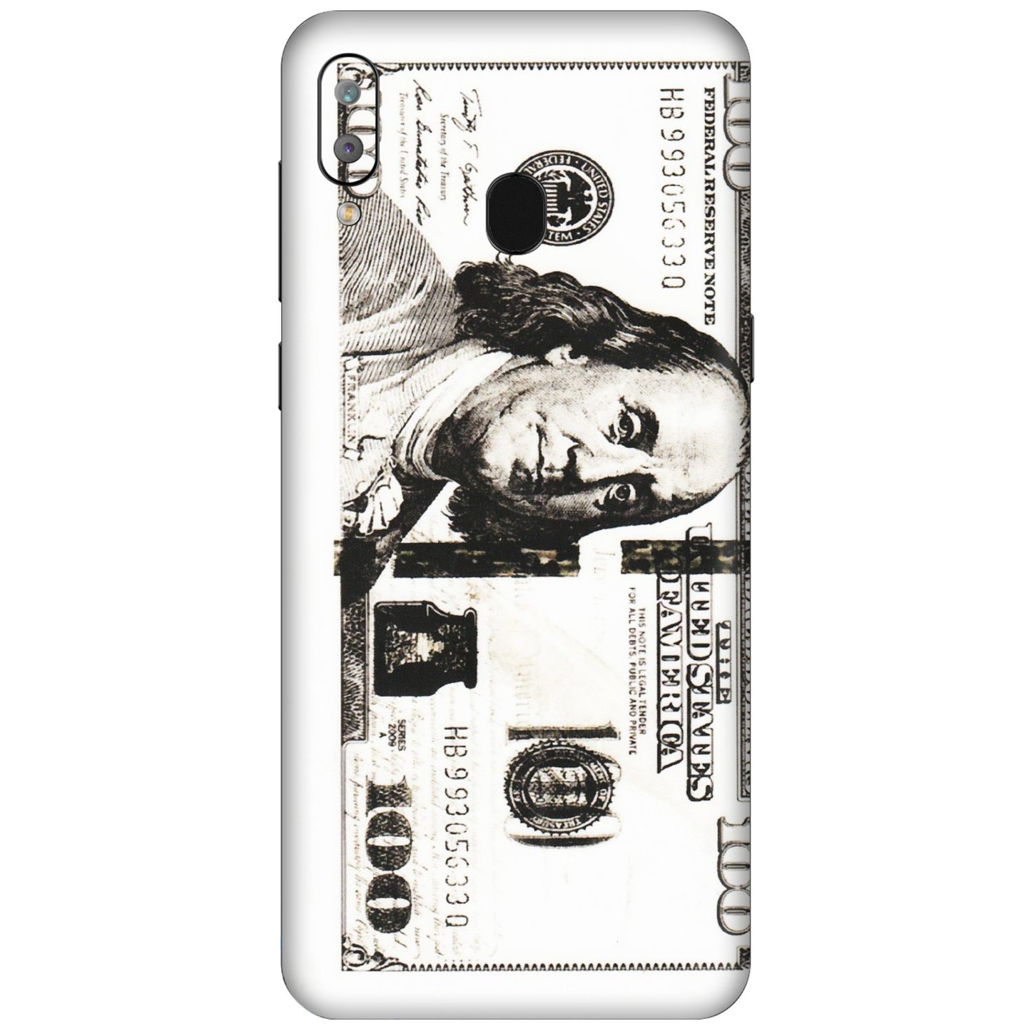 Samsung A/S Series Phone Skins (All Models) - 100 Dollar Currency - Transparent Finish (T-01) Samsung Galaxy A30