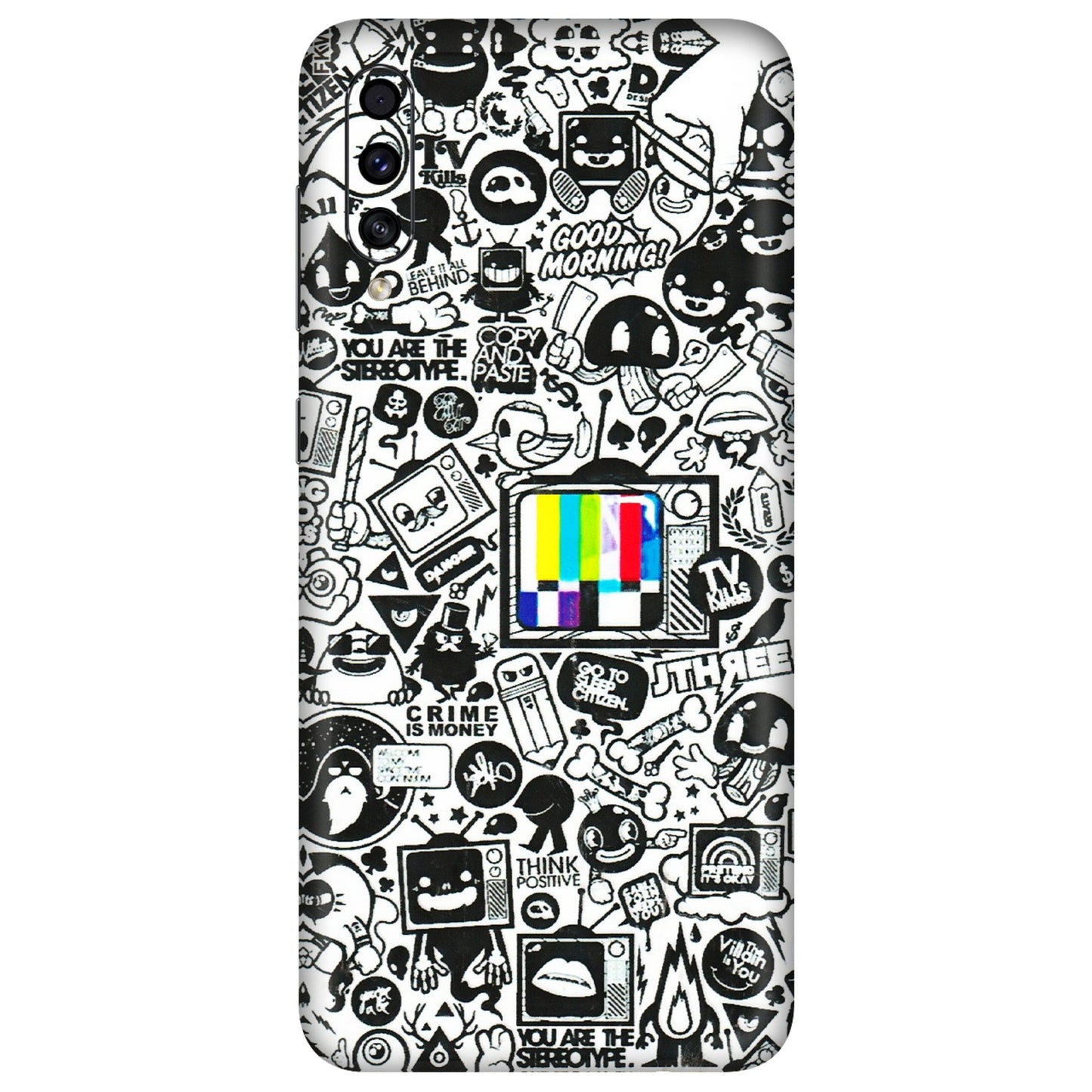 Samsung A/S Series Phone Skins (All Models) - Doodles Positive Art - 3D Embossed Finish (L-263) Samsung Galaxy A30s