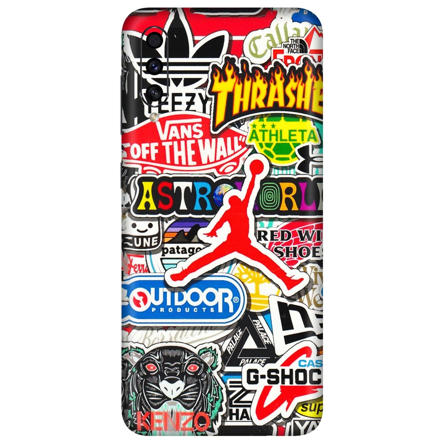 Samsung A/S Series Phone Skins (All Models) - Multi Brands Sticker Graffiti - 3D Embossed Finish (L-37) Samsung Galaxy A30s