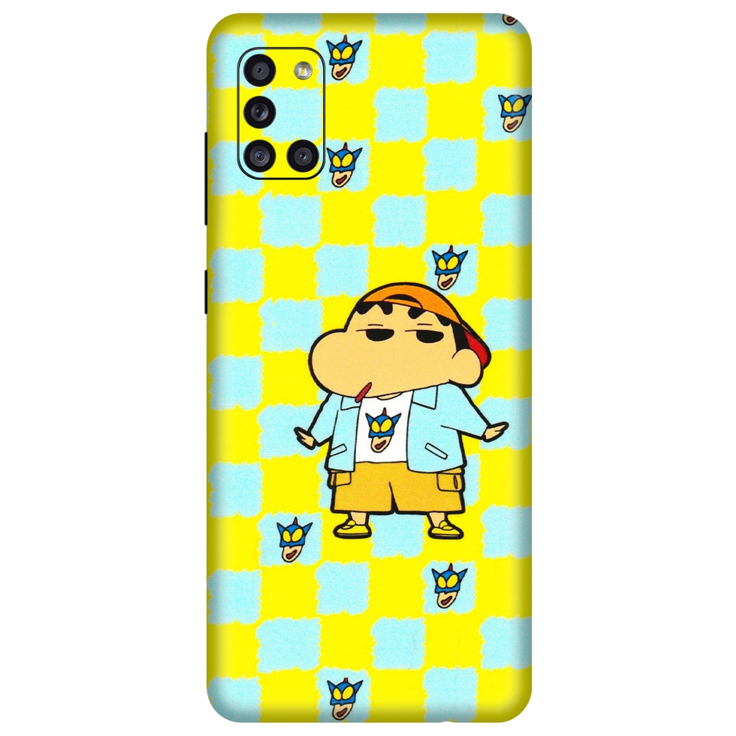 Samsung A/S Series Phone Skins (All Models) - Yellow Blue Shinchan Cute - 3D Embossed Finish (L-221) Samsung Galaxy A31