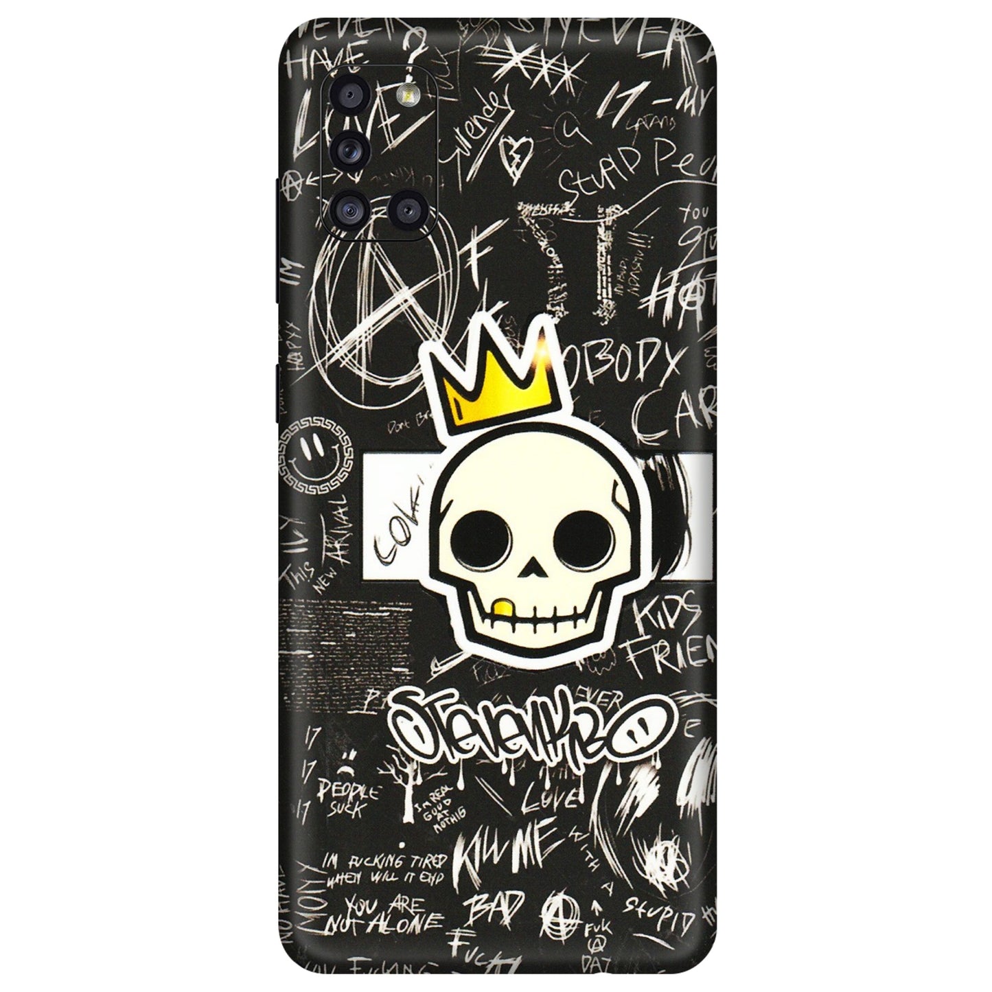 Samsung A/S Series Phone Skins (All Models) - Funny Skull Black Chalk Grafitti - 3D Embossed Finish (L-22) Samsung Galaxy A31