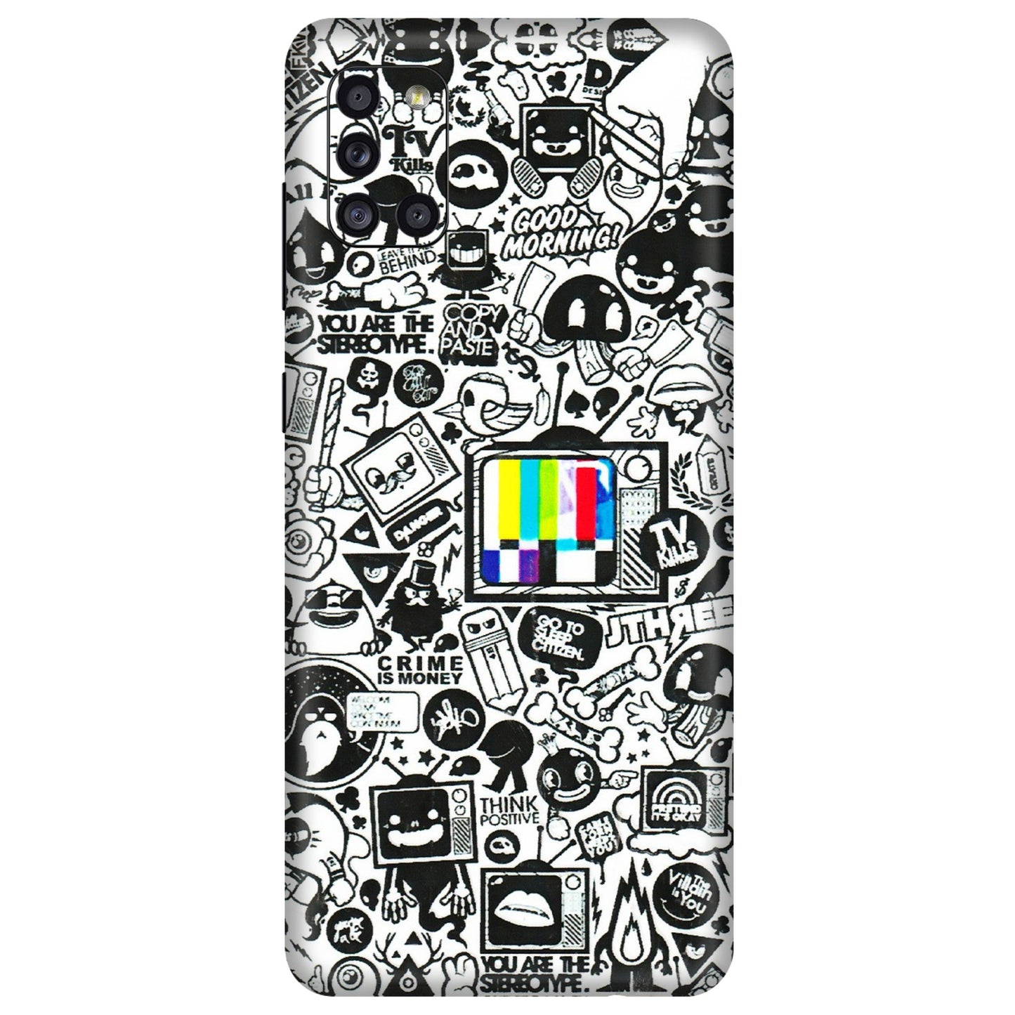 Samsung A/S Series Phone Skins (All Models) - Doodles Positive Art - 3D Embossed Finish (L-263) Samsung Galaxy A31