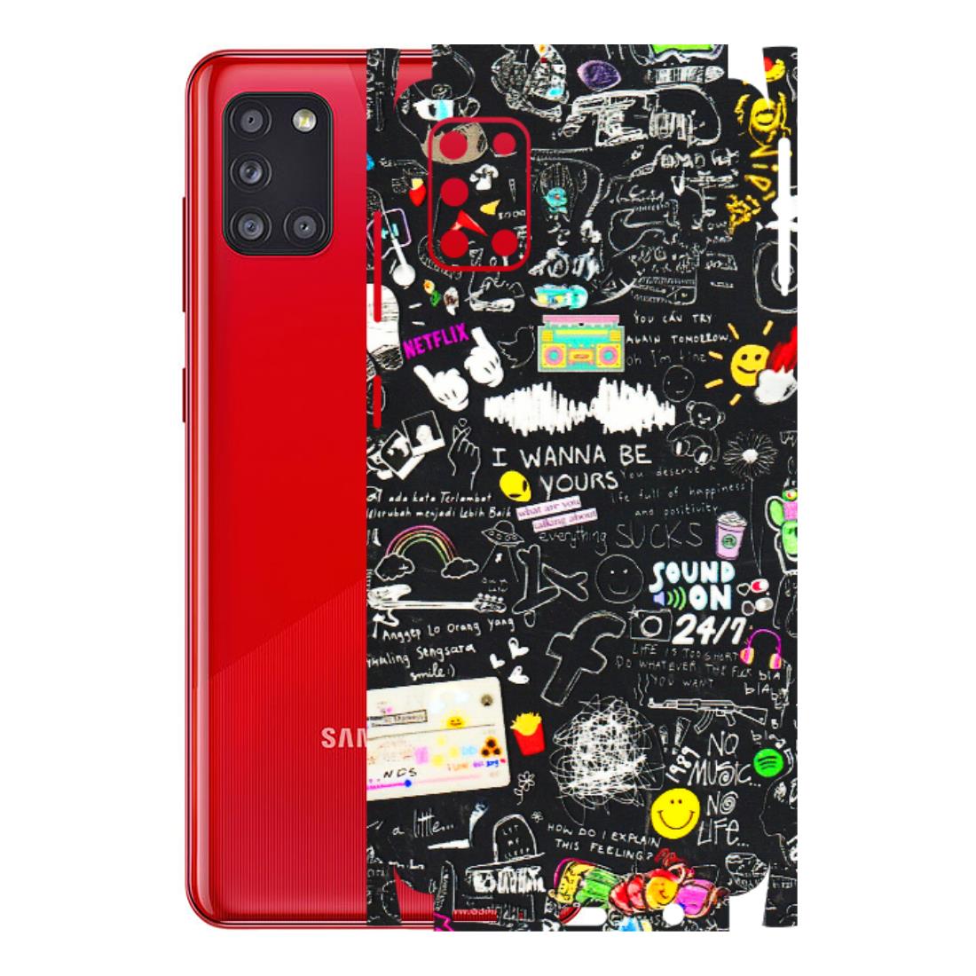 Samsung A/S Series Phone Skins (All Models) - Black Creatives Doodles - 3D Embossed Finish (L-311) Samsung Galaxy A31