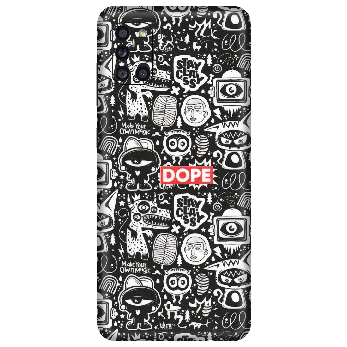 Samsung A/S Series Phone Skins (All Models) - Dope Stay Classy Black Doodles - Matte Finish (M-126) Samsung Galaxy A31