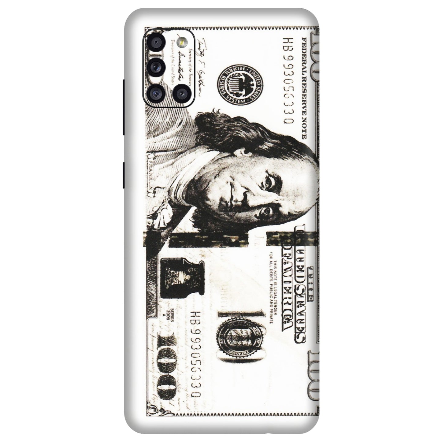 Samsung A/S Series Phone Skins (All Models) - 100 Dollar Currency - Transparent Finish (T-01) Samsung Galaxy A31