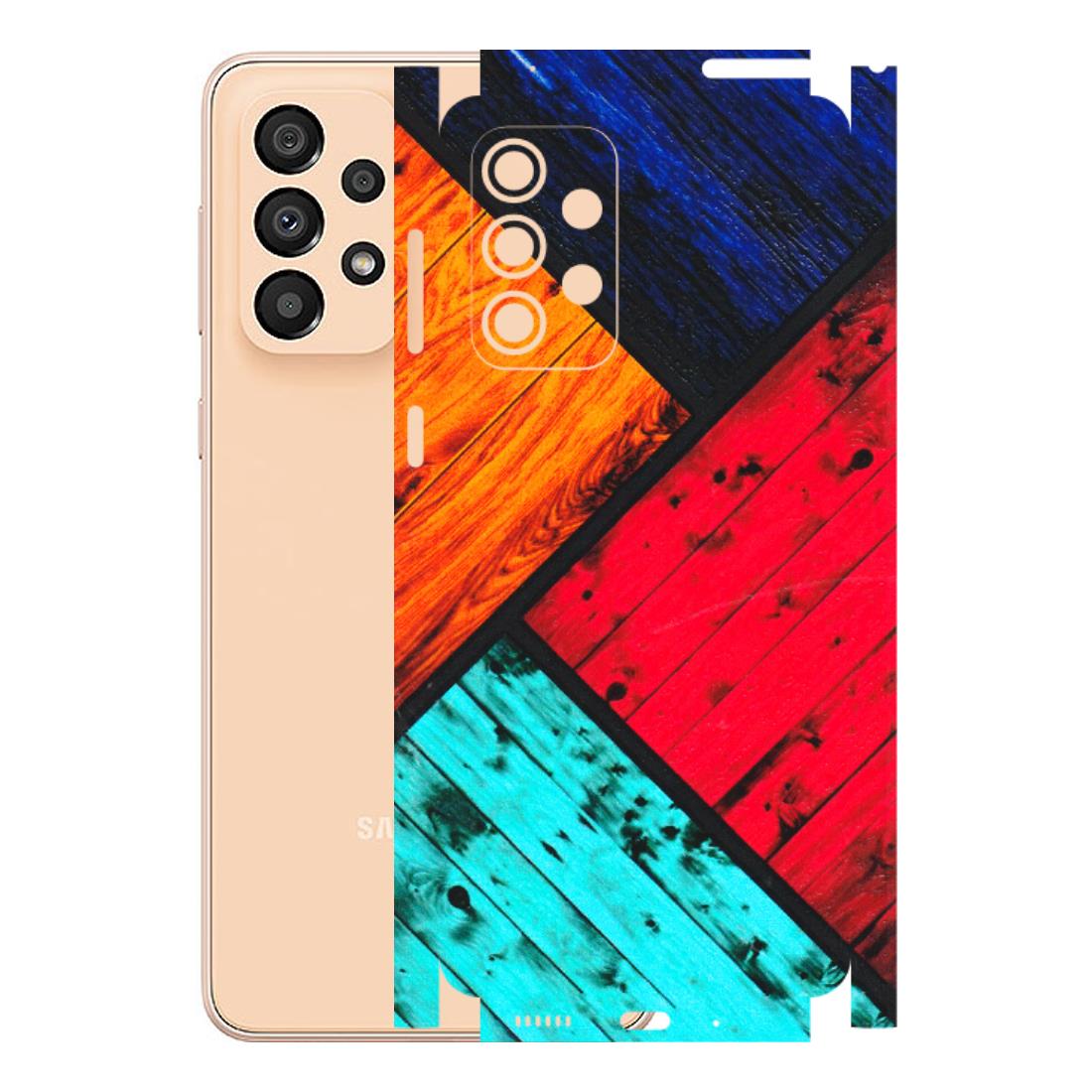 Samsung A/S Series Phone Skins (All Models) - Colourful Wood Panels Abstract - 3D Embossed Finish (L-09) Samsung Galaxy A33(5G)