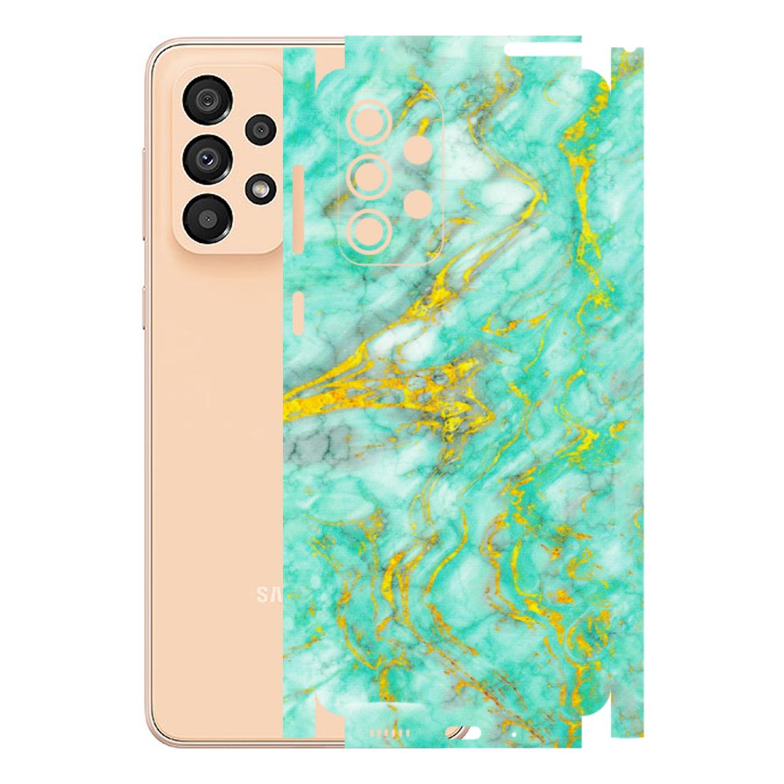 Samsung A/S Series Phone Skins (All Models) - Green And Gold Marble Feel - Matte Finish (M-16) Samsung Galaxy A33(5G)