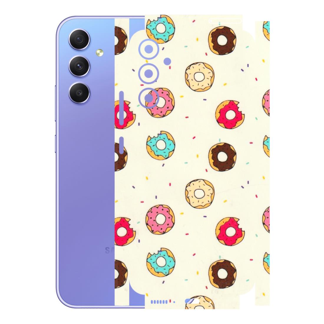 Samsung A/S Series Phone Skins (All Models) - Mini Donuts Doodle Art - 3D Embossed Finish (L-122) Samsung Galaxy A34 (5G)