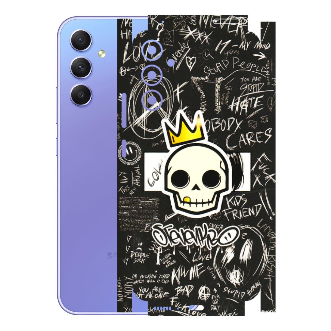 Samsung A/S Series Phone Skins (All Models) - Funny Skull Black Chalk Grafitti - 3D Embossed Finish (L-22) Samsung Galaxy A34 (5G)