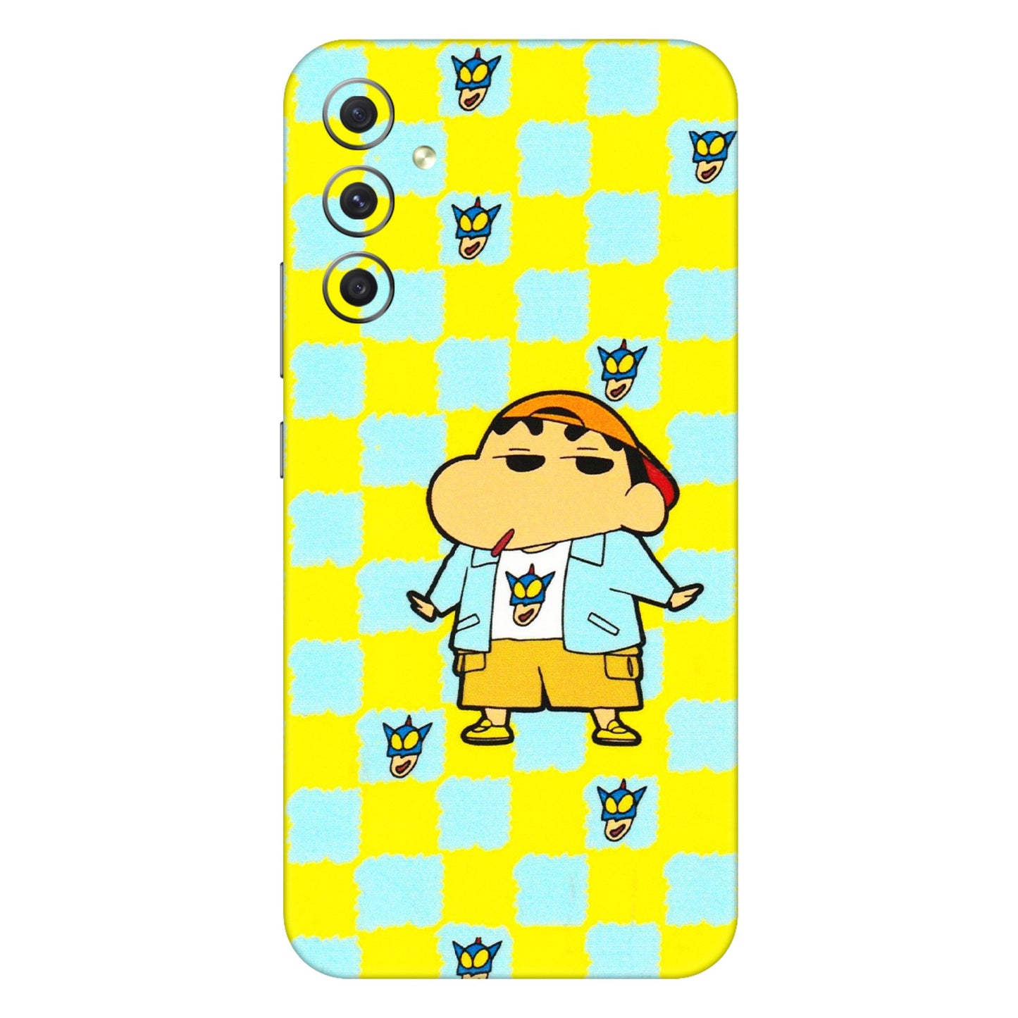Samsung A/S Series Phone Skins (All Models) - Yellow Blue Shinchan Cute - 3D Embossed Finish (L-221) Samsung Galaxy A34 (5G)