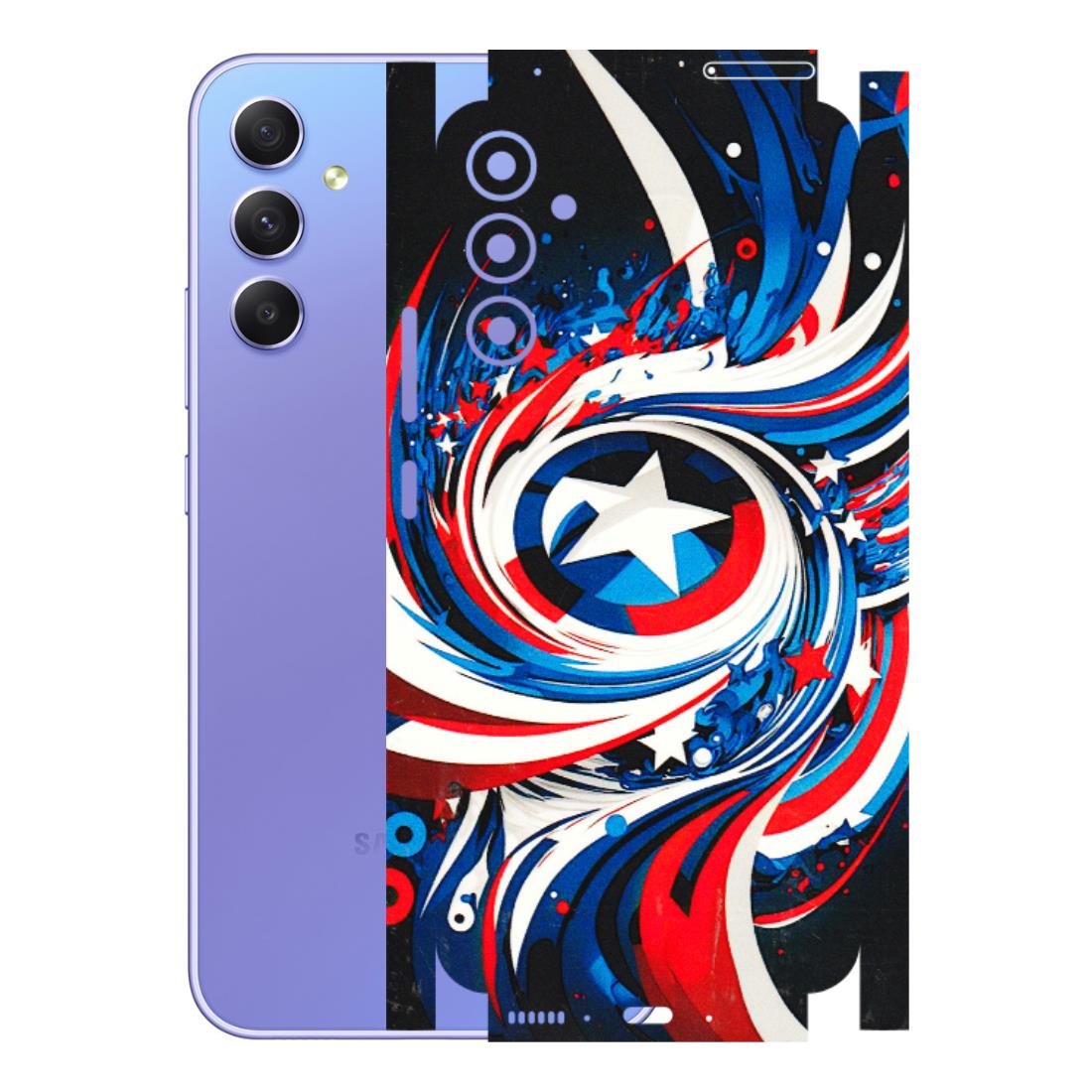 Samsung A/S Series Phone Skins (All Models) - Captain America Logo - 3D Embossed Finish (L-307) Samsung Galaxy A34 (5G)