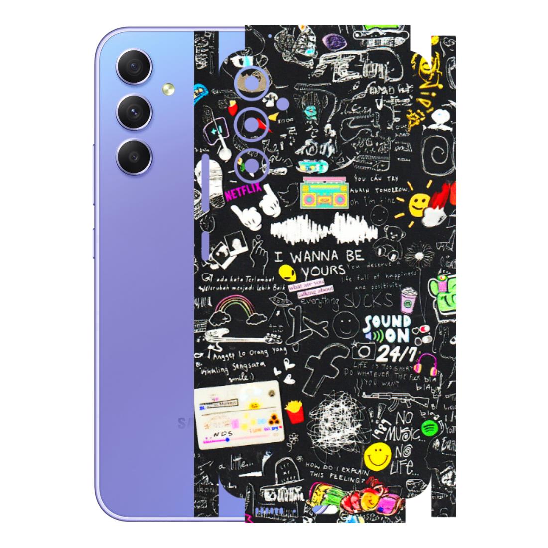 Samsung A/S Series Phone Skins (All Models) - Black Creatives Doodles - 3D Embossed Finish (L-311) Samsung Galaxy A34 (5G)