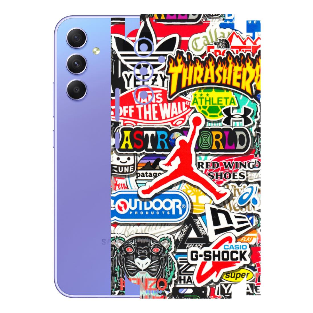 Samsung A/S Series Phone Skins (All Models) - Multi Brands Sticker Graffiti - 3D Embossed Finish (L-37) Samsung Galaxy A34 (5G)