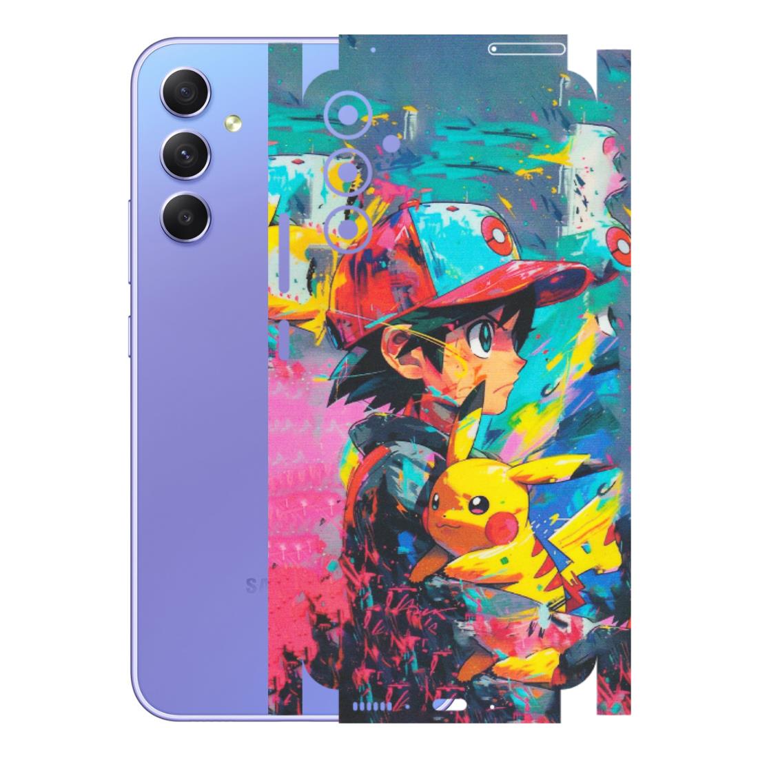 Samsung A/S Series Phone Skins (All Models) - Ash & Pikachu - Matte Finish (M-26) Samsung Galaxy A34 (5G)