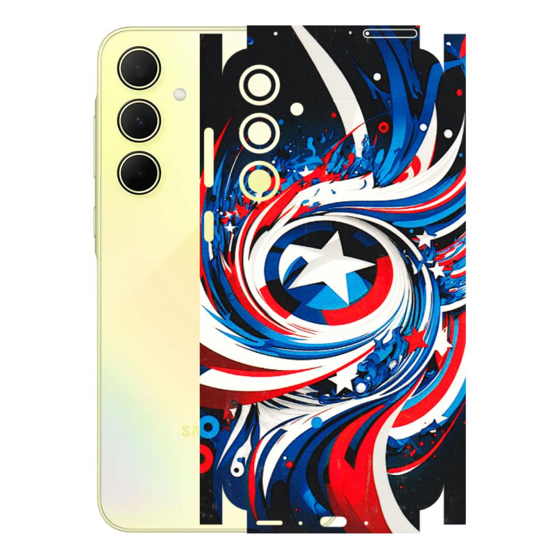 Samsung A/S Series Phone Skins (All Models) - Captain America Logo - 3D Embossed Finish (L-307) Samsung Galaxy A35 (5G)
