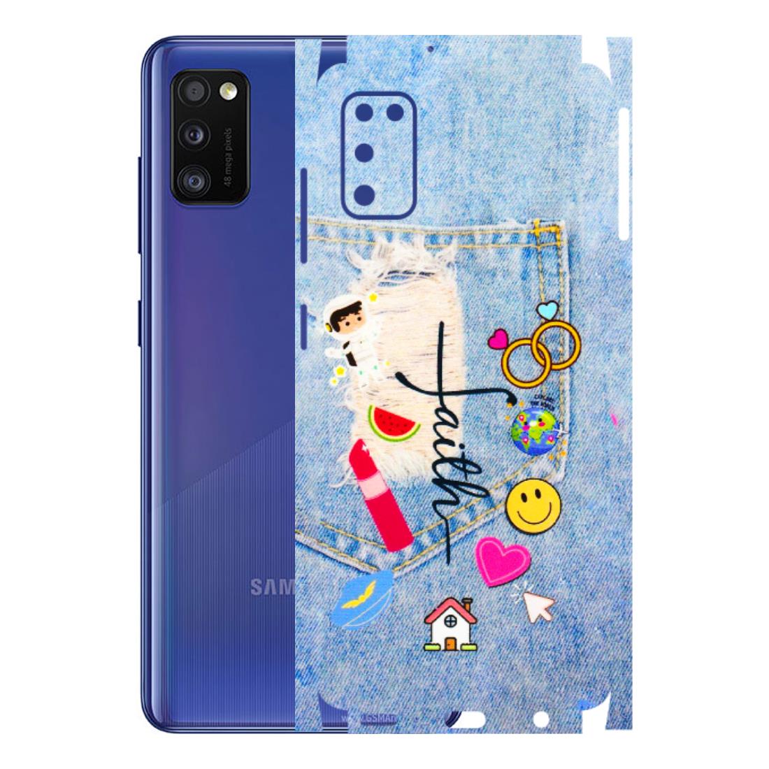 Samsung A/S Series Phone Skins (All Models) - Denim Jeans Pocket - 3D Embossed Finish (L-134) Samsung Galaxy A41