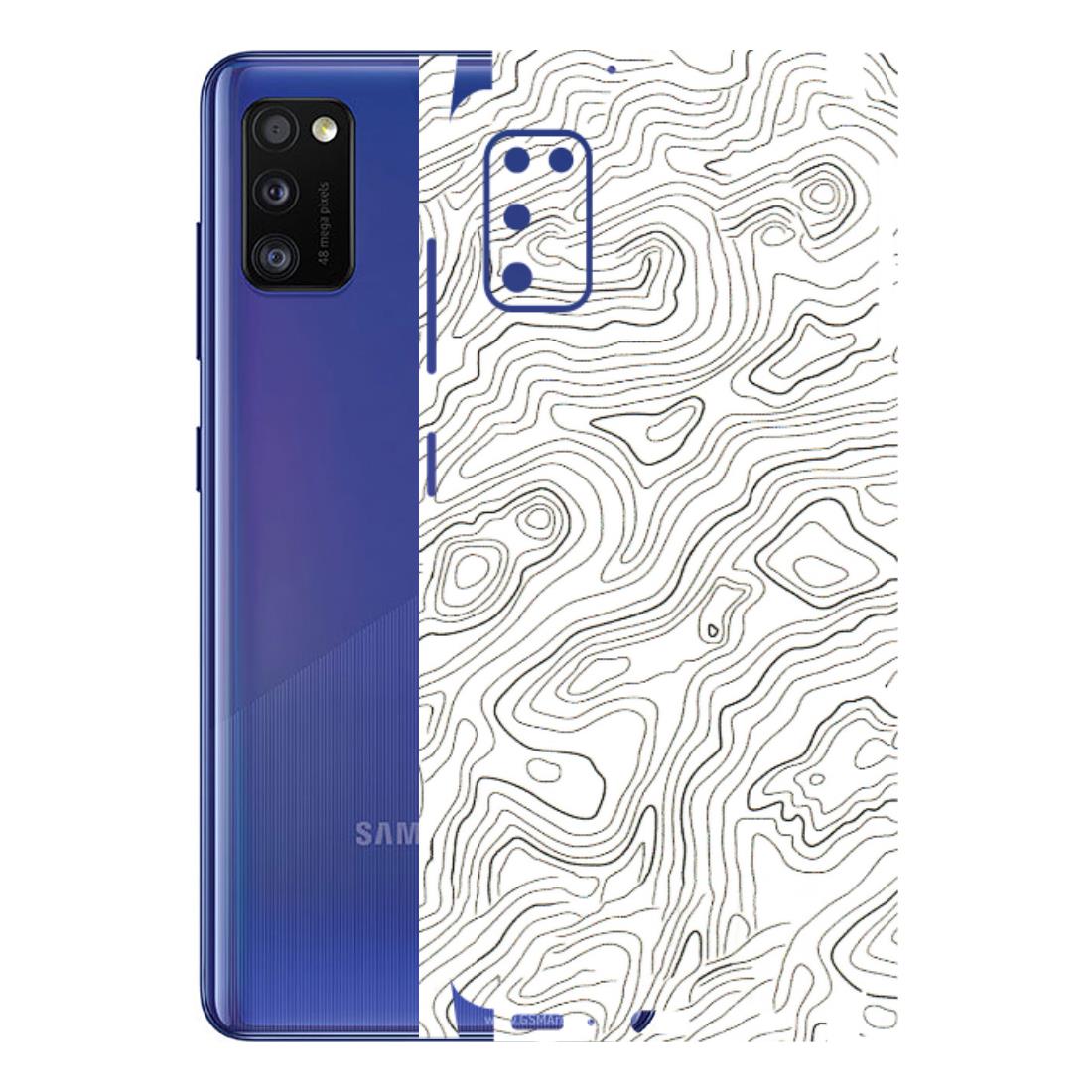 Samsung A/S Series Phone Skins (All Models) - White Black Swirls - 3D Embossed Finish (L-219) Samsung Galaxy A41