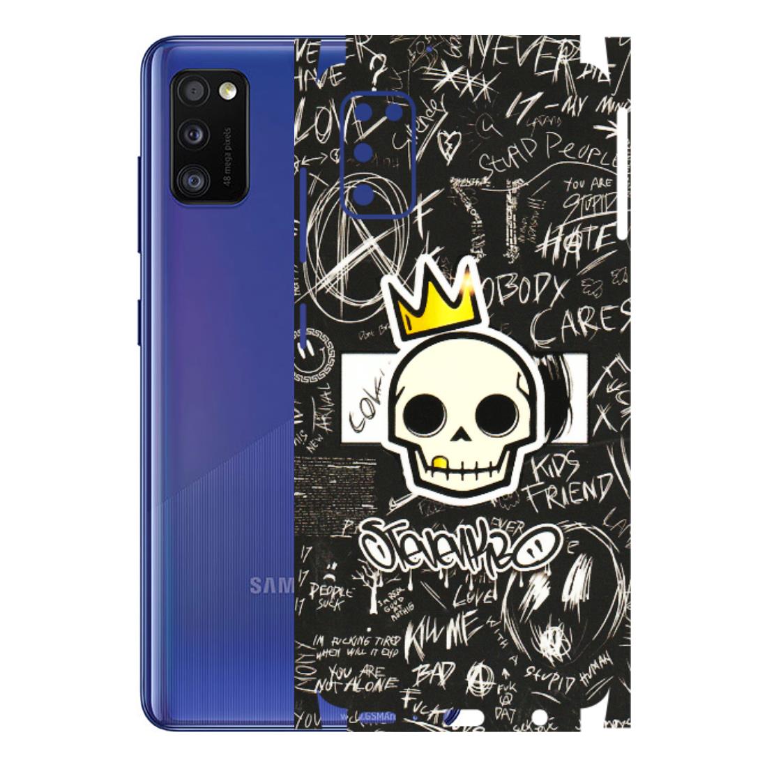 Samsung A/S Series Phone Skins (All Models) - Funny Skull Black Chalk Grafitti - 3D Embossed Finish (L-22) Samsung Galaxy A41