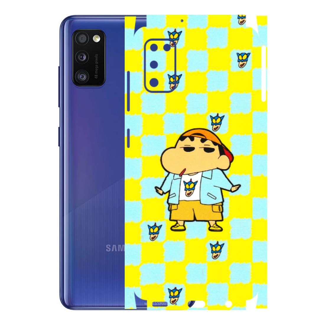 Samsung A/S Series Phone Skins (All Models) - Yellow Blue Shinchan Cute - 3D Embossed Finish (L-221) Samsung Galaxy A41