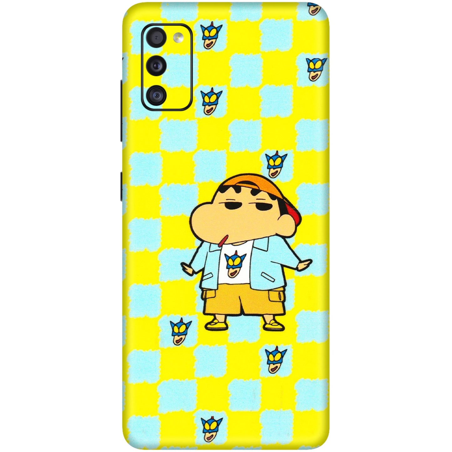 Samsung A/S Series Phone Skins (All Models) - Yellow Blue Shinchan Cute - 3D Embossed Finish (L-221) Samsung Galaxy A41