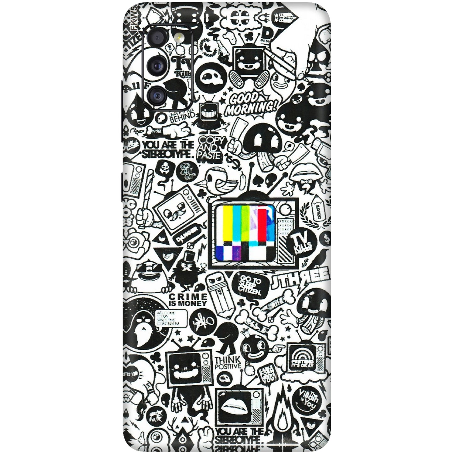 Samsung A/S Series Phone Skins (All Models) - Doodles Positive Art - 3D Embossed Finish (L-263) Samsung Galaxy A41