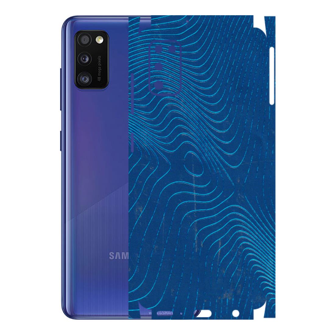 Samsung A/S Series Phone Skins (All Models) - Abstract Blue Line Map - 3D Embossed Finish (L-272) Samsung Galaxy A41