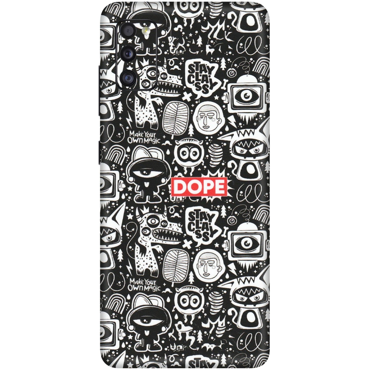 Samsung A/S Series Phone Skins (All Models) - Dope Stay Classy Black Doodles - Matte Finish (M-126) Samsung Galaxy A41