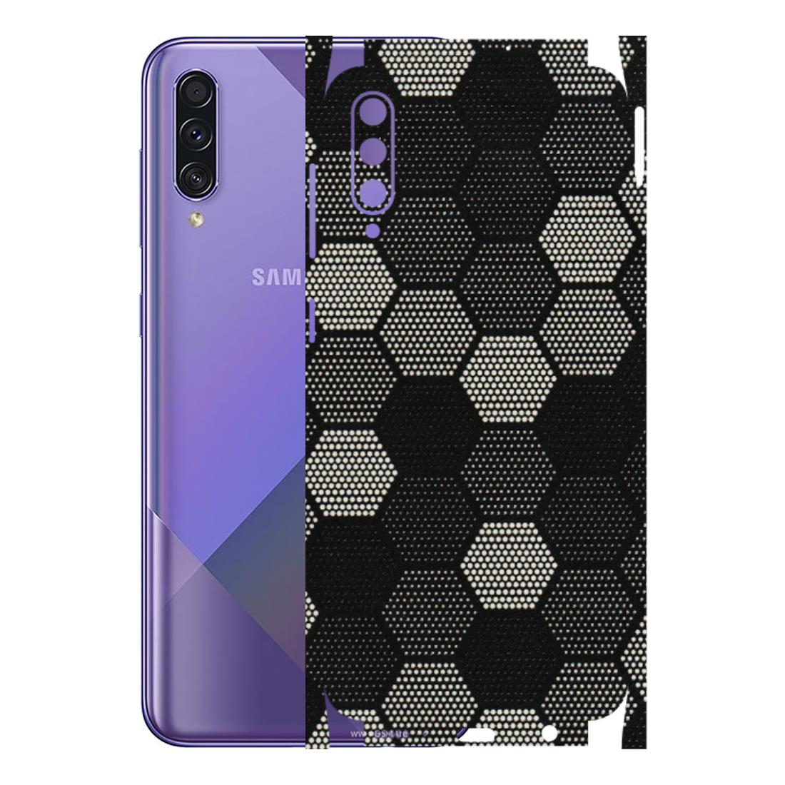 Samsung A/S Series Phone Skins (All Models) - Black & White Dotted Honeycomb Texture - 3D Embossed Finish (L-202) Samsung Galaxy A50S