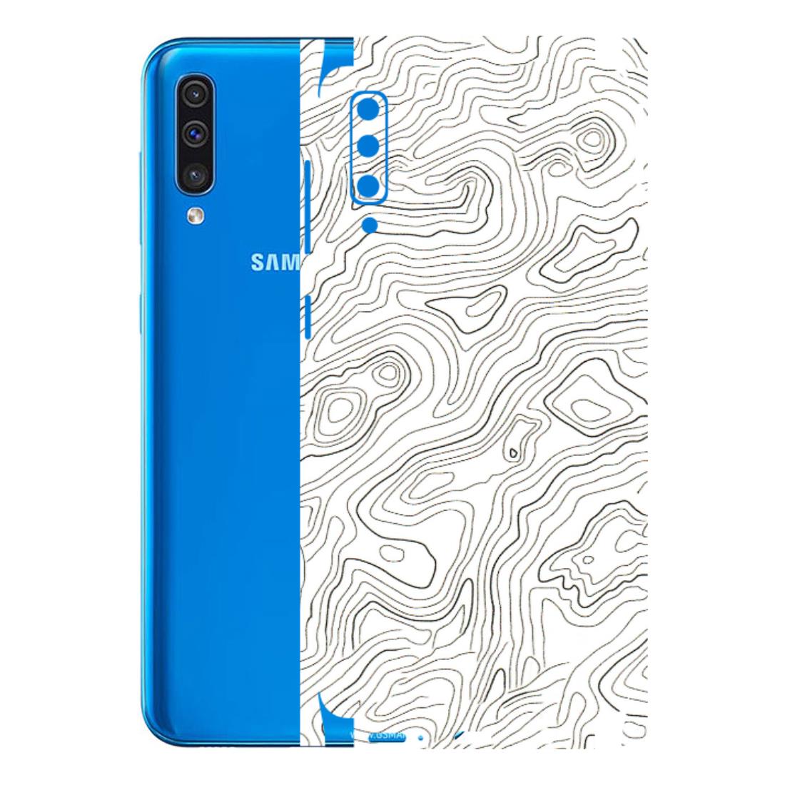 Samsung A/S Series Phone Skins (All Models) - White Black Swirls - 3D Embossed Finish (L-219) Samsung Galaxy A50