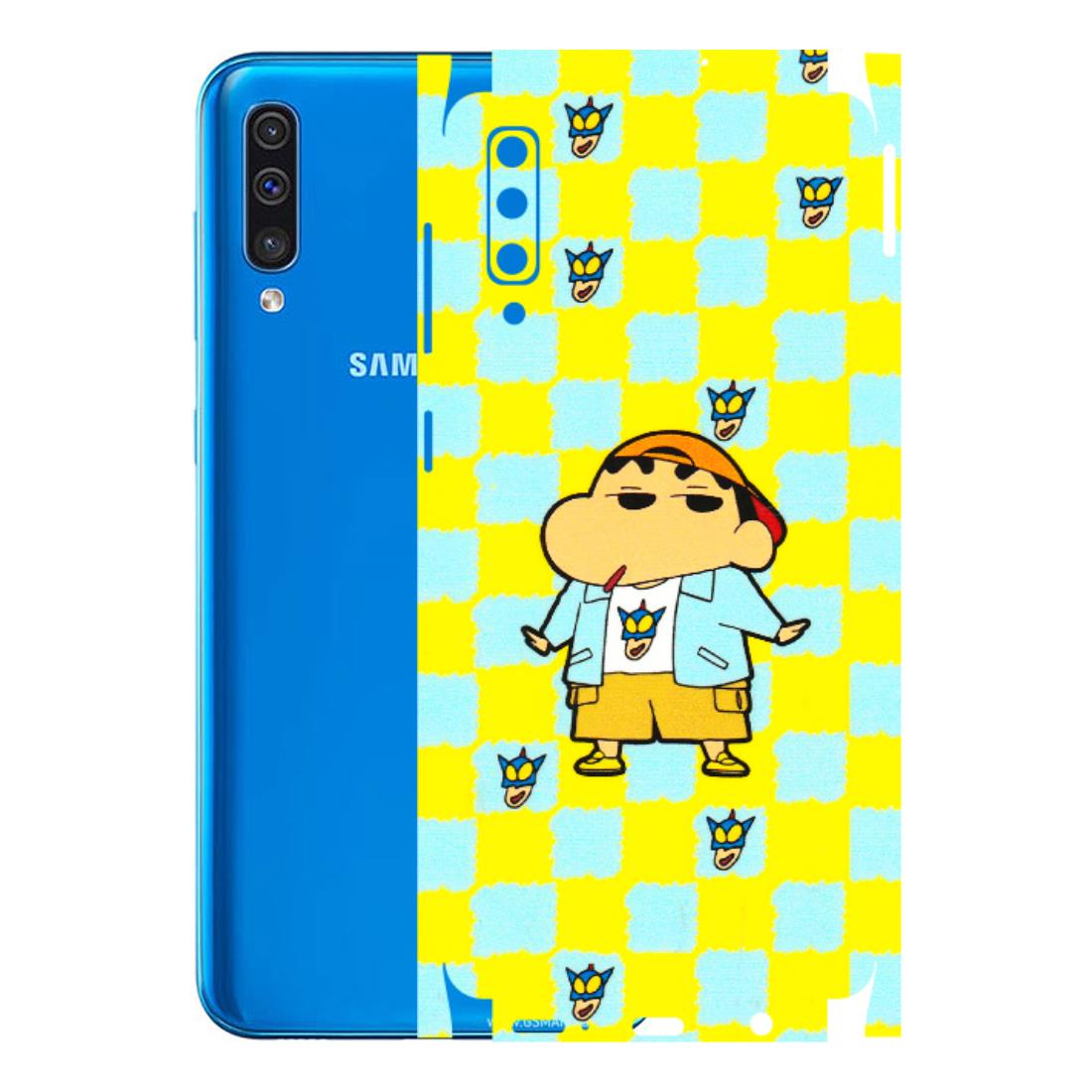 Samsung A/S Series Phone Skins (All Models) - Yellow Blue Shinchan Cute - 3D Embossed Finish (L-221) Samsung Galaxy A50
