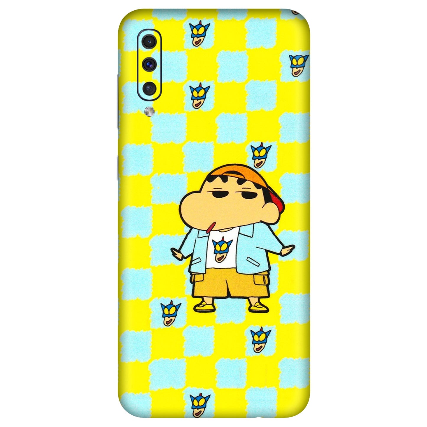 Samsung A/S Series Phone Skins (All Models) - Yellow Blue Shinchan Cute - 3D Embossed Finish (L-221) Samsung Galaxy A50