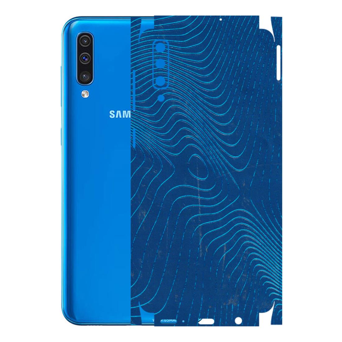 Samsung A/S Series Phone Skins (All Models) - Abstract Blue Line Map - 3D Embossed Finish (L-272) Samsung Galaxy A50