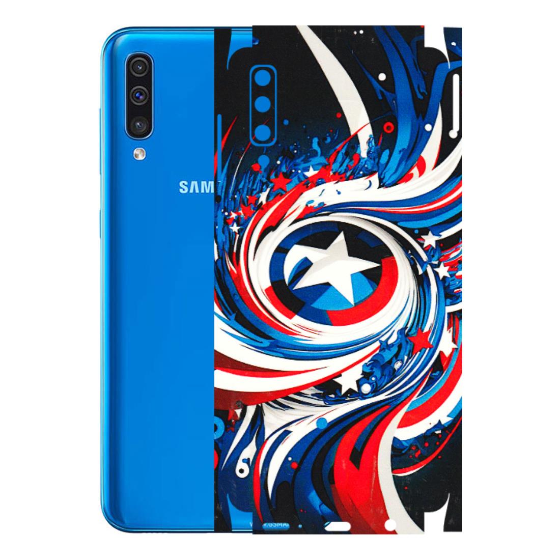 Samsung A/S Series Phone Skins (All Models) - Captain America Logo - 3D Embossed Finish (L-307) Samsung Galaxy A50