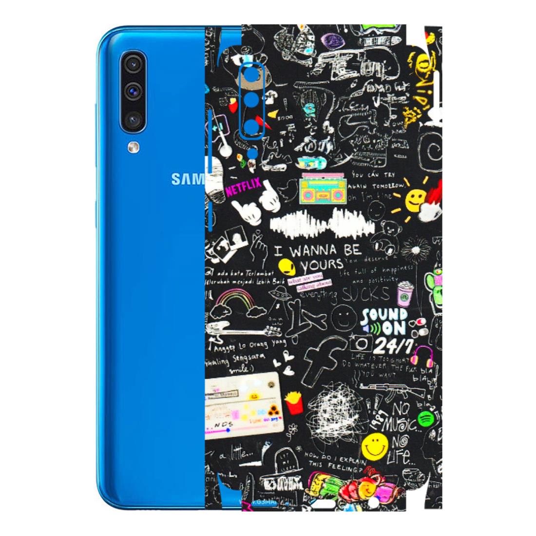 Samsung A/S Series Phone Skins (All Models) - Black Creatives Doodles - 3D Embossed Finish (L-311) Samsung Galaxy A50
