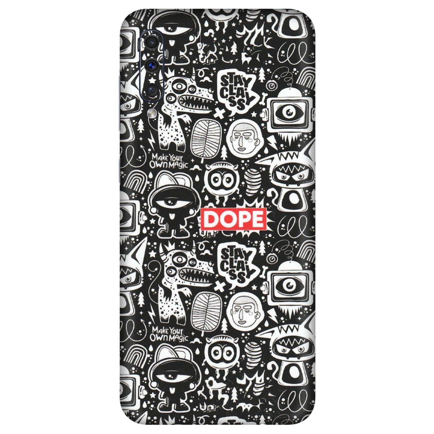 Samsung A/S Series Phone Skins (All Models) - Dope Stay Classy Black Doodles - Matte Finish (M-126) Samsung Galaxy A50