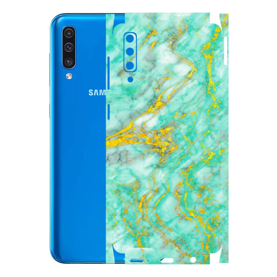 Samsung A/S Series Phone Skins (All Models) - Green And Gold Marble Feel - Matte Finish (M-16) Samsung Galaxy A50