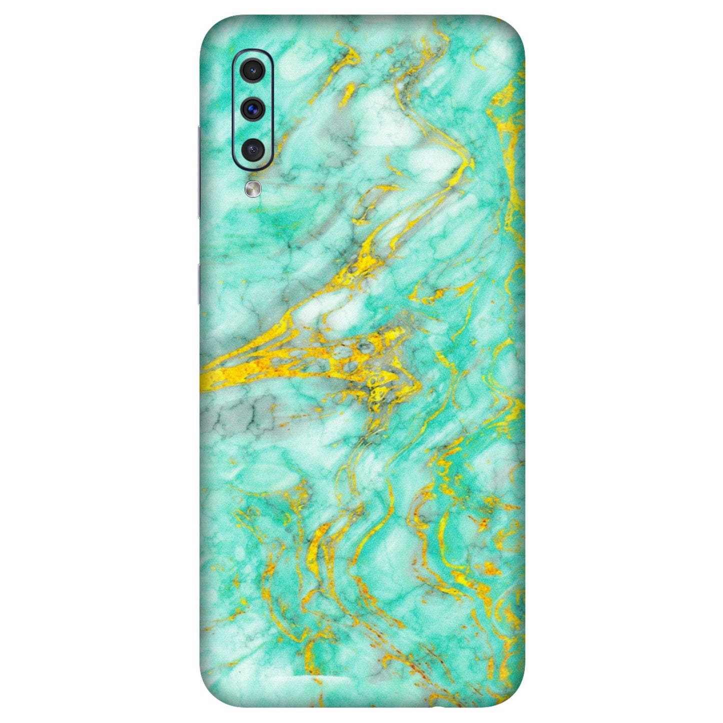 Samsung A/S Series Phone Skins (All Models) - Green And Gold Marble Feel - Matte Finish (M-16) Samsung Galaxy A50