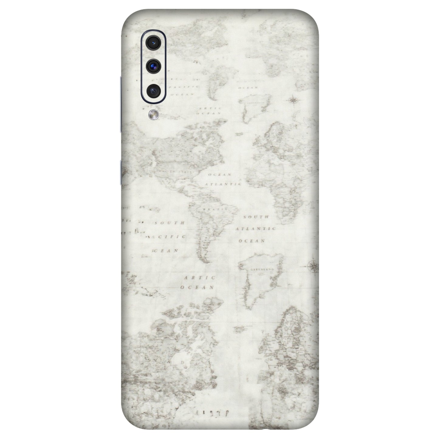 Samsung A/S Series Phone Skins (All Models) - World Travel Map - Transparent Finish (T-04) Samsung Galaxy A50