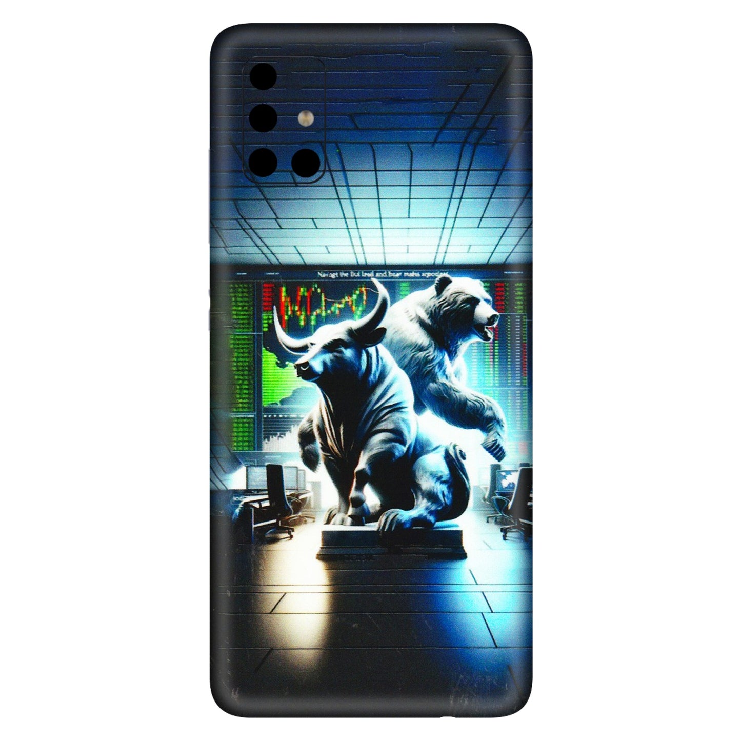 Samsung A/S Series Phone Skins (All Models) - Stock Market Sensex Bear vs Bulls - 3D Embossed Finish (L-15) Samsung Galaxy A51