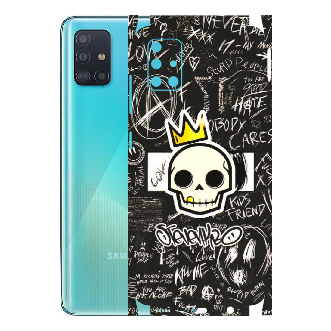 Samsung A/S Series Phone Skins (All Models) - Funny Skull Black Chalk Grafitti - 3D Embossed Finish (L-22) Samsung Galaxy A51