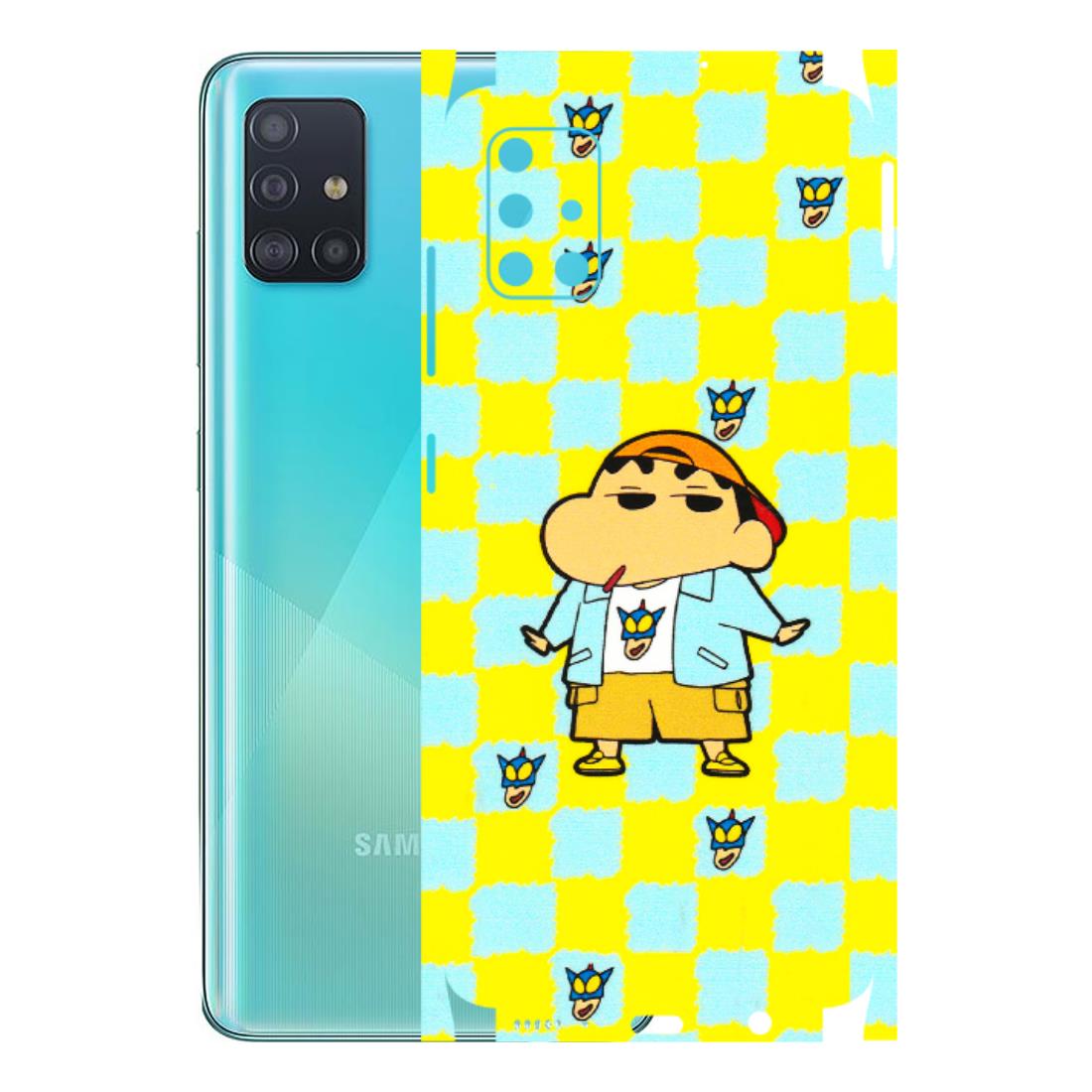 Samsung A/S Series Phone Skins (All Models) - Yellow Blue Shinchan Cute - 3D Embossed Finish (L-221) Samsung Galaxy A51